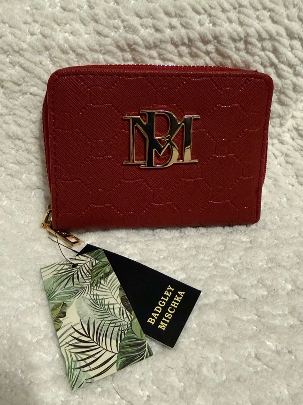 Badgley Mischka Crimson Logo Zip Wallet
